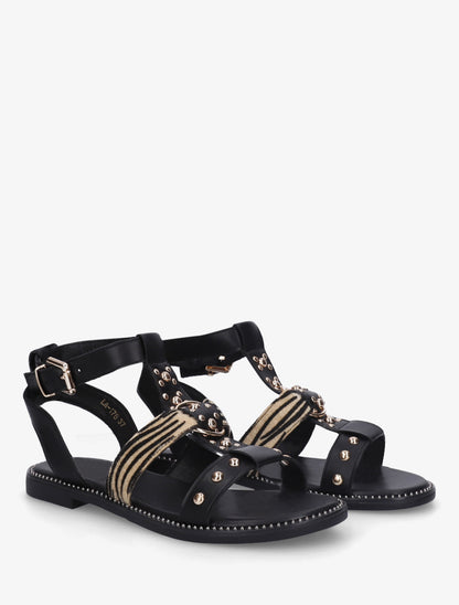 Nu-pieds cloutés en simili - Noir - 4