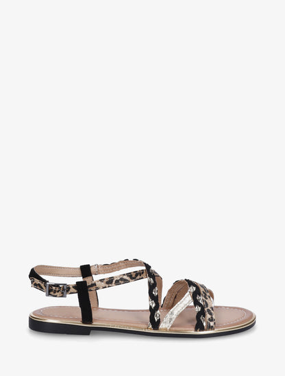 Nu-pieds croisés à tresses - Noir - 1