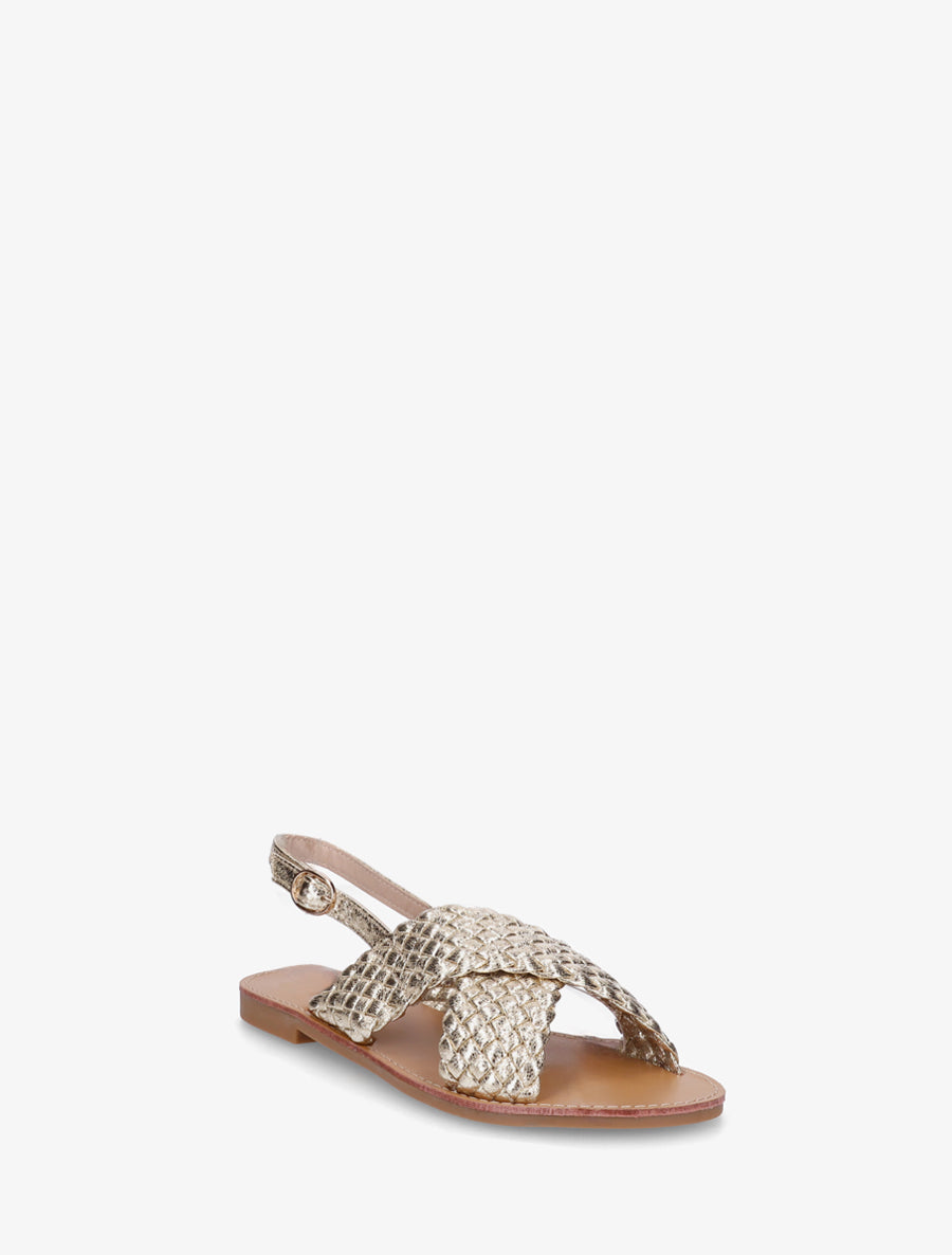 Nu-pieds en simili tressé - Or - 2