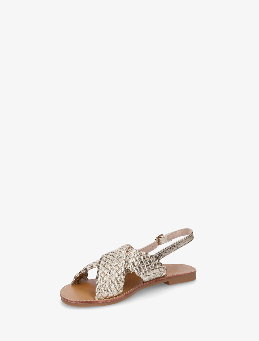Nu-pieds en simili tressé - Or - 3