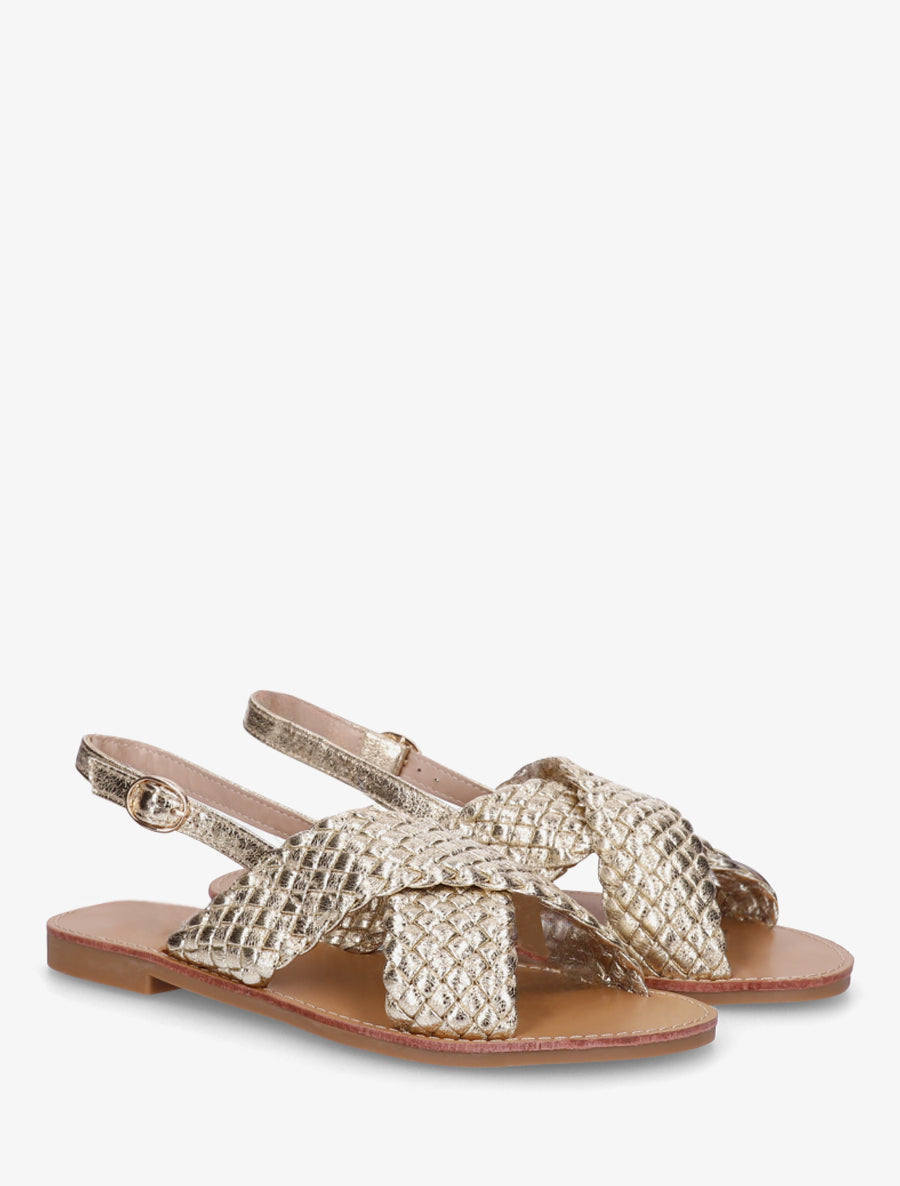 Nu-pieds en simili tressé - Or - 4