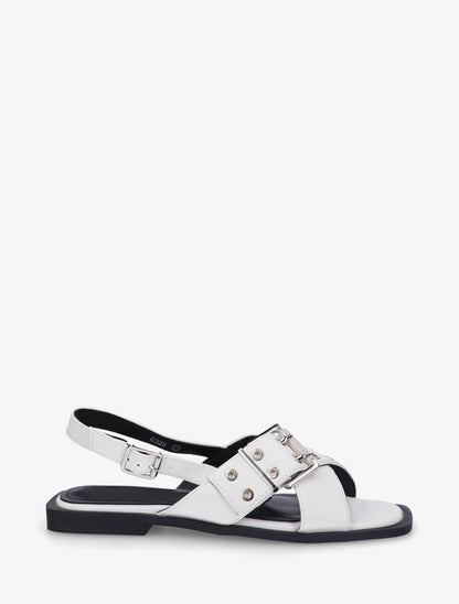 Nu-pieds en simili à brides croisées - Blanc - 1