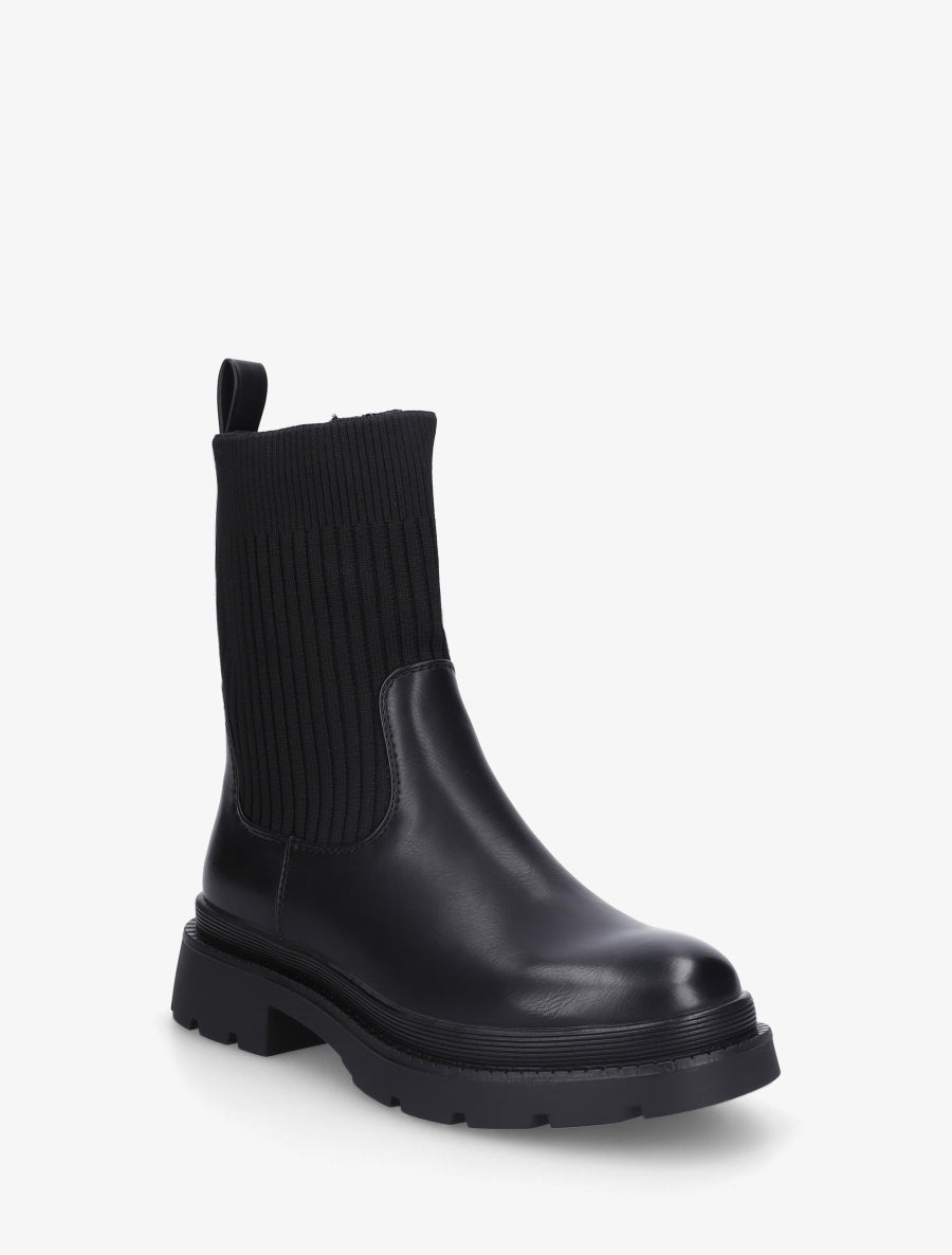 Boots bimatière à semelle crantée - Noir - 2