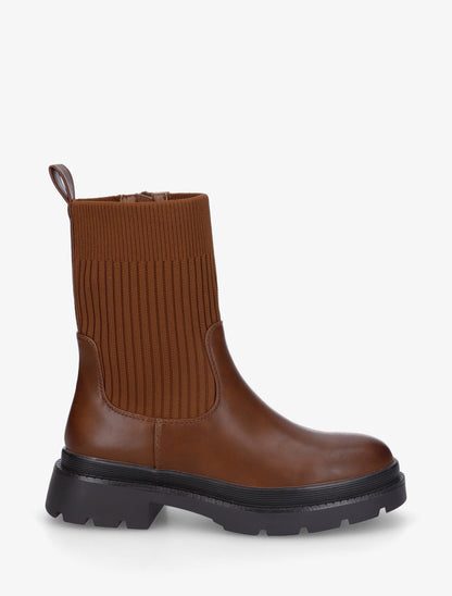 Boots bimatière à semelle crantée - Camel - 1