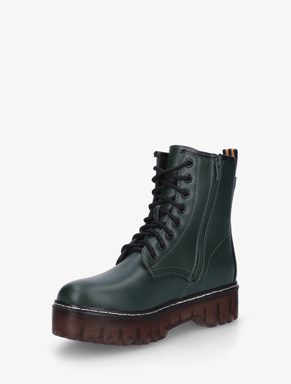 Boots style rangers à semelle crantée - Vert foncé - 3