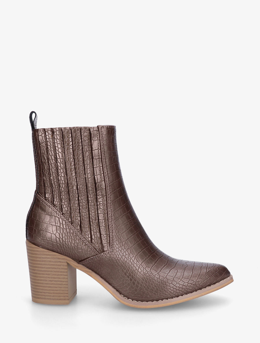 Bottines imprimé croco - Bronze - 1