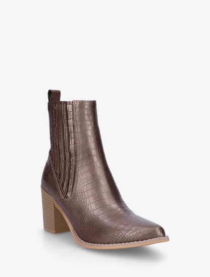 Bottines imprimé croco - Bronze - 2