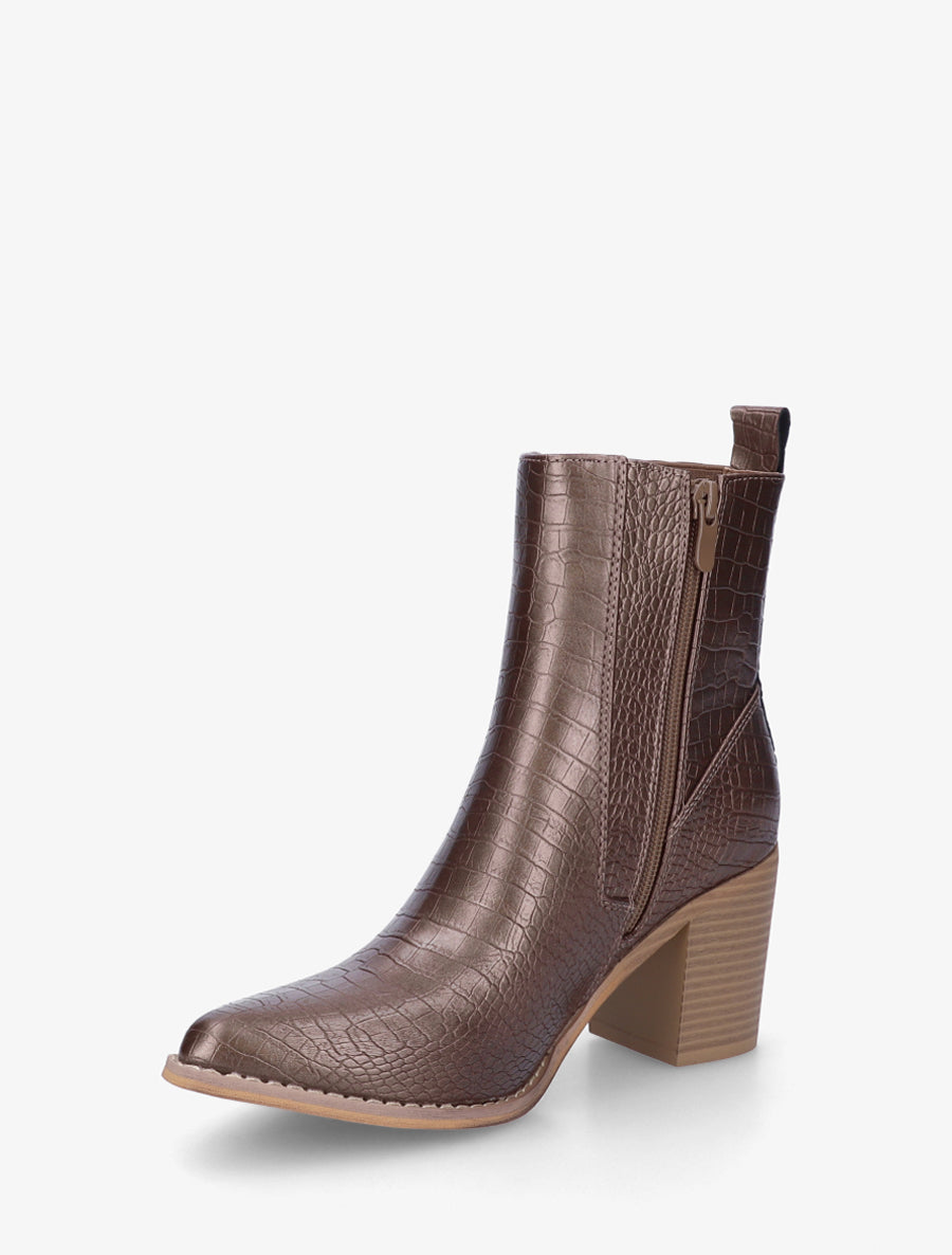 Bottines imprimé croco - Bronze - 3