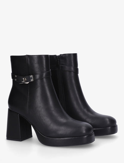 Bottines à plateforme et sangle - Noir - 4