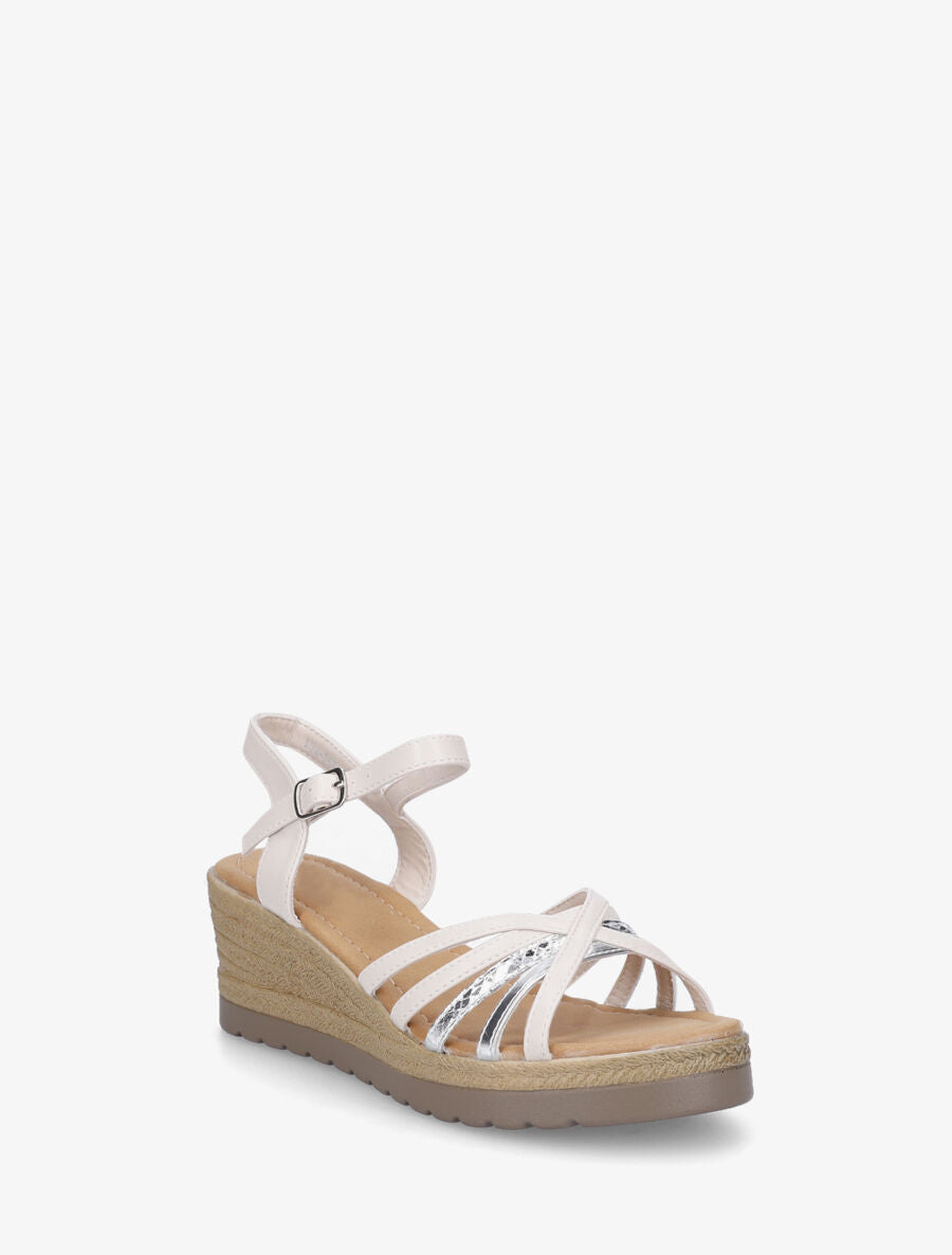 Sandales compensées brides croisées - Beige - 2