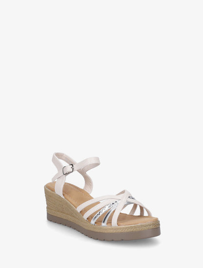 Sandales compensées brides croisées - Beige - 2