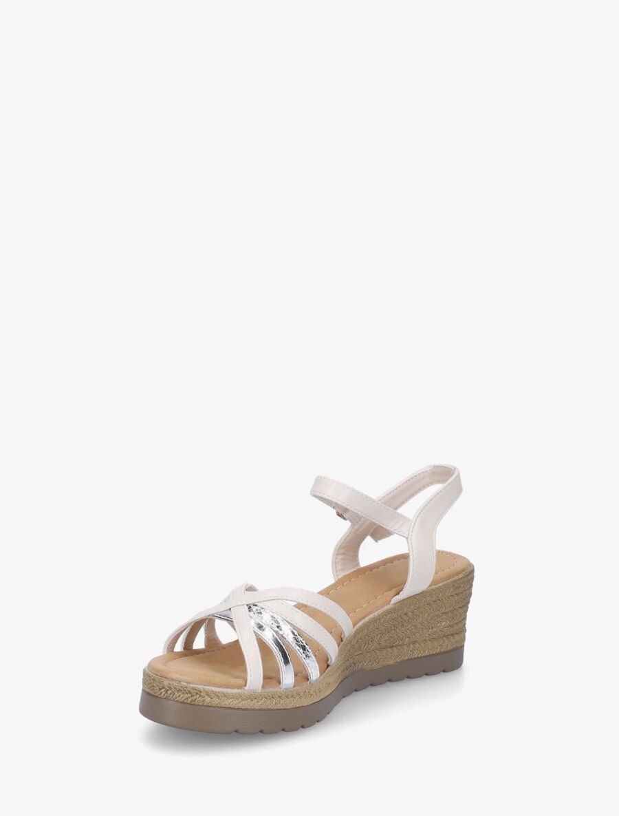 Sandales compensées brides croisées - Beige - 3