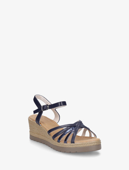Sandales compensées brides croisées - Marine - 2