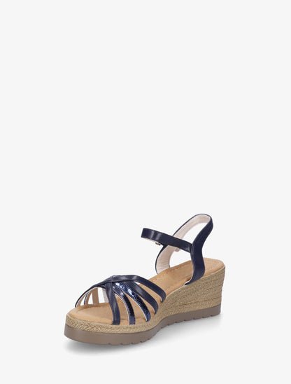 Sandales compensées brides croisées - Marine - 3