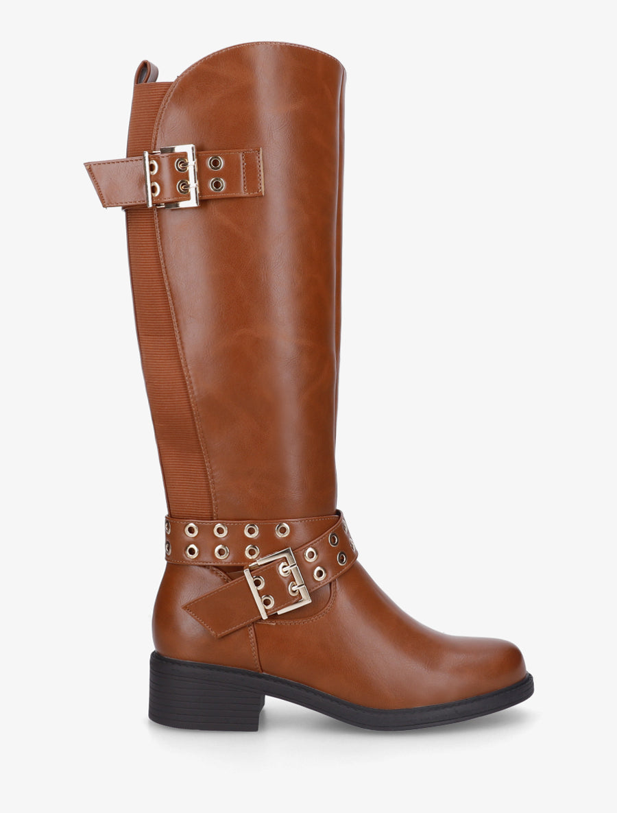 Bottes élastiquées à double sangles - Camel - 1