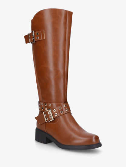 Bottes élastiquées à double sangles - Camel - 2