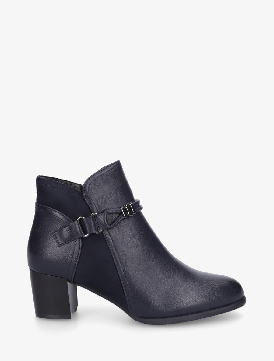 Bottines bi-matière à sangle fantaisie - Marine - 1