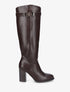 Bottes à talon en simili - Marron - 1