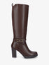 Bottes à semelle et talon haut crantés - Marron - 1