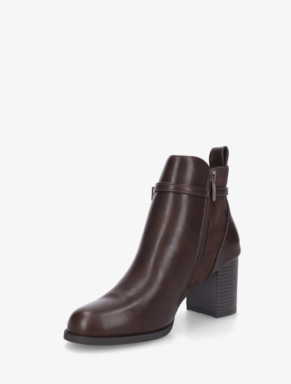 Bottines bi-matière à talon - Marron - 3