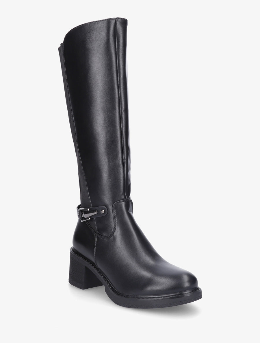 Bottes élastiquées en simili à boucle - Noir - 2
