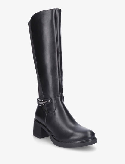Bottes élastiquées en simili à boucle - Noir - 2