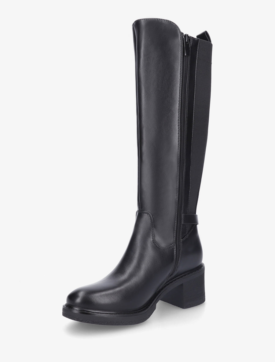 Bottes élastiquées en simili à boucle - Noir - 3