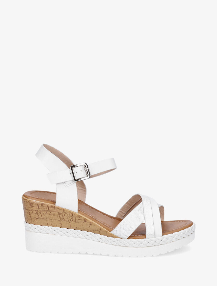 Sandales compensées à brides croisées - Blanc - 6