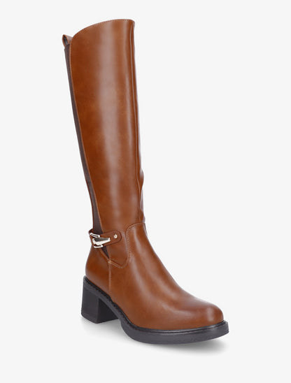 Bottes élastiquées en simili à boucle - Camel - 2