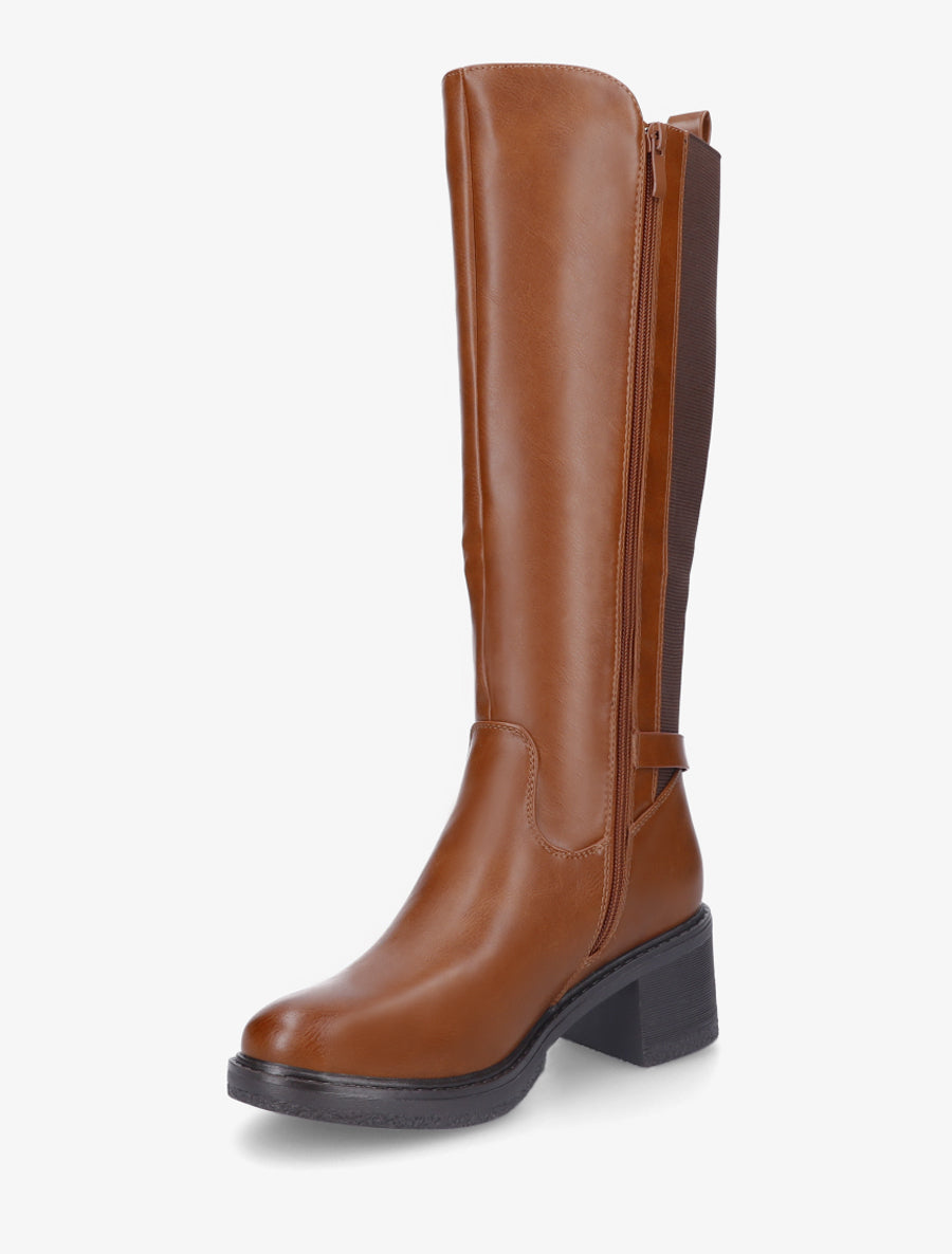 Bottes élastiquées en simili à boucle - Camel - 3