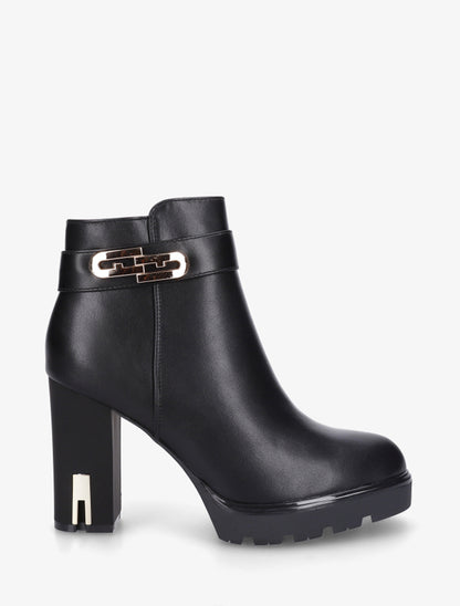 Bottines à talon et boucle fantaisie - Noir - 1