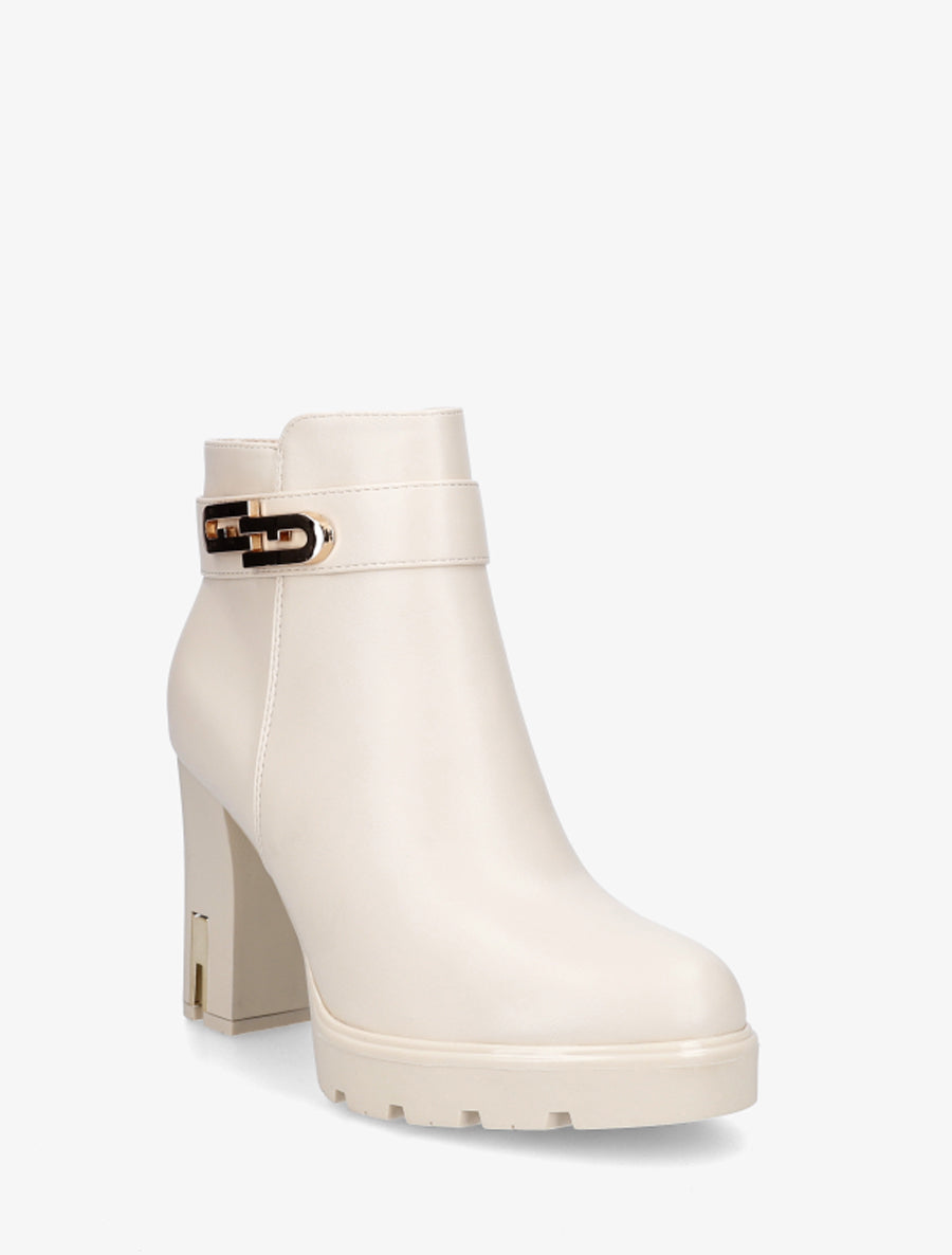 Bottines à talon et boucle fantaisie - Beige - 2