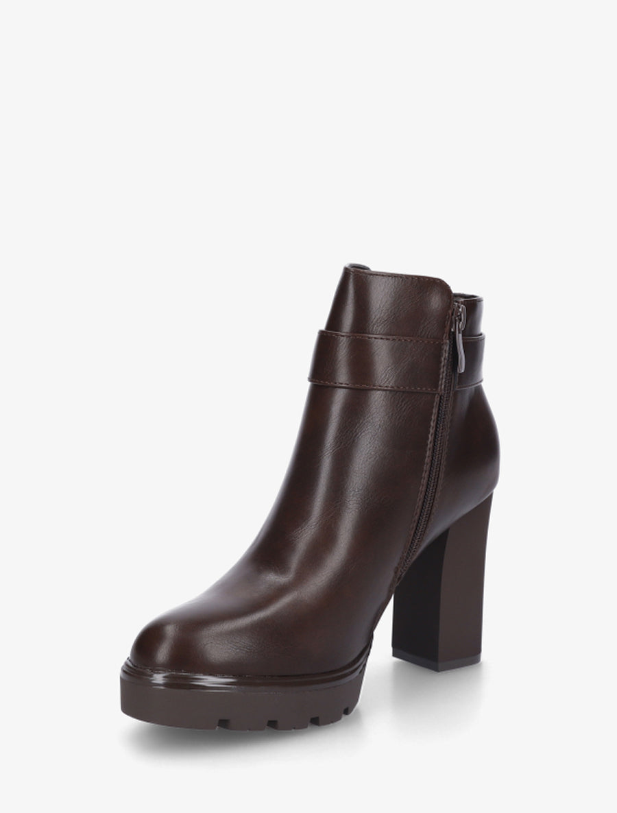Bottines à talon et boucle fantaisie - Marron - 3