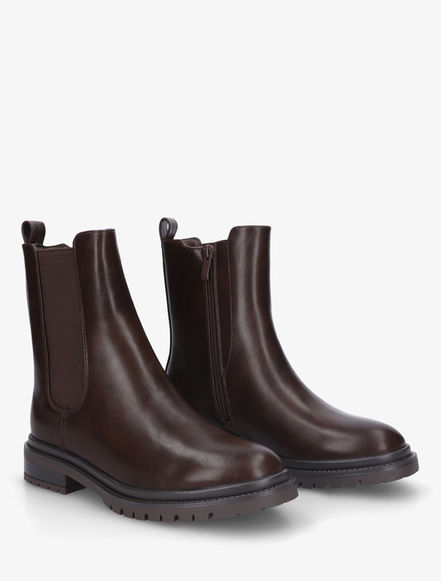 Bottines élastiquées à semelle crantée - Marron - 4