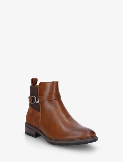 Bottines à boucle bi-matière - Camel - 2