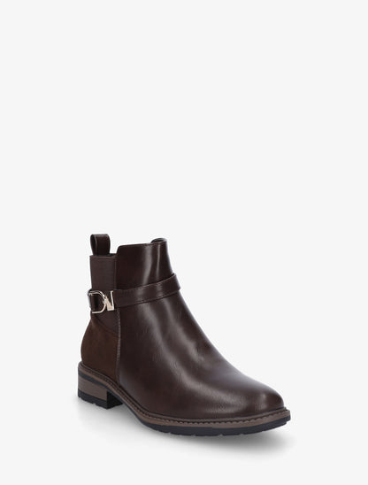 Bottines à boucle bi-matière - Marron - 2