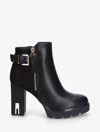 Bottines bi-matière à zip - Noir - 1