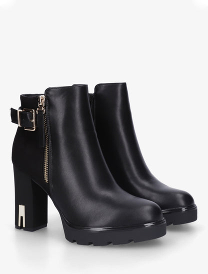 Bottines bi-matière à zip - Noir - 4