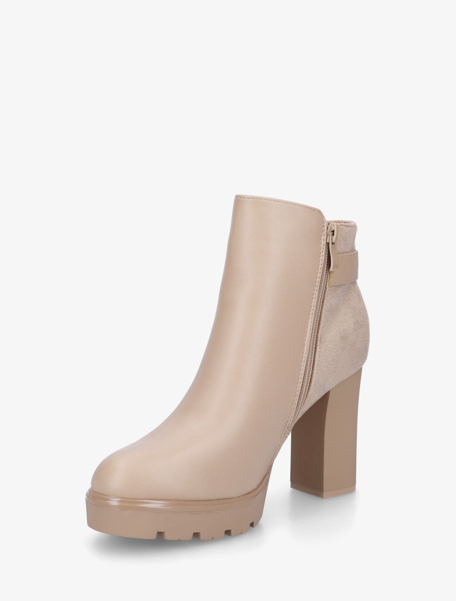 Bottines bi-matière à zip - Taupe clair - 3