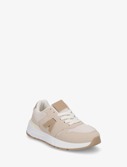 Baskets en toile et simili texturé - Beige - 2