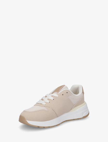 Baskets en toile et simili texturé - Beige - 3