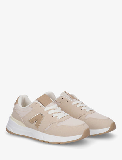 Baskets en toile et simili texturé - Beige - 4