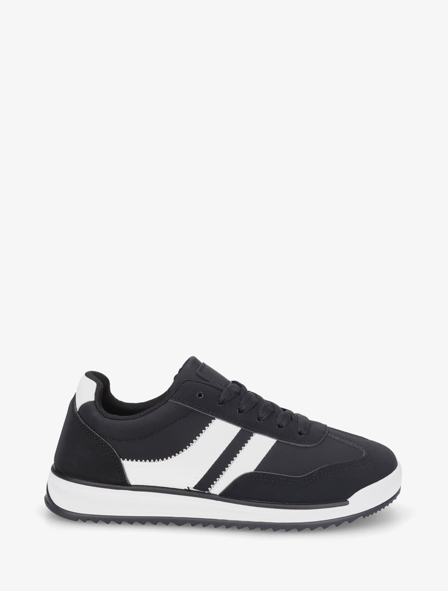 Sneakers à bandes contrastantes - Noir - 1