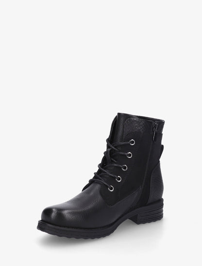 Bottines bimatière à lacets et zip - Noir - 3