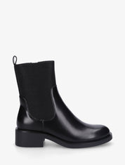 Bottines en simili et tissu côtelé - Noir - 1