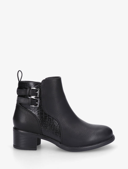 Bottines effet croco et boucles - Noir - 1