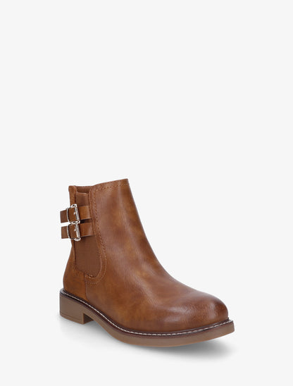 Bottines bimatière à boucles - Camel - 2