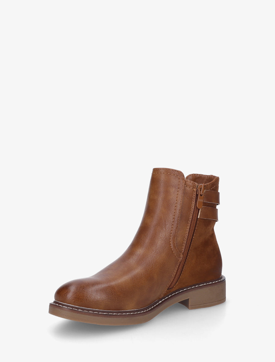 Bottines bimatière à boucles - Camel - 3
