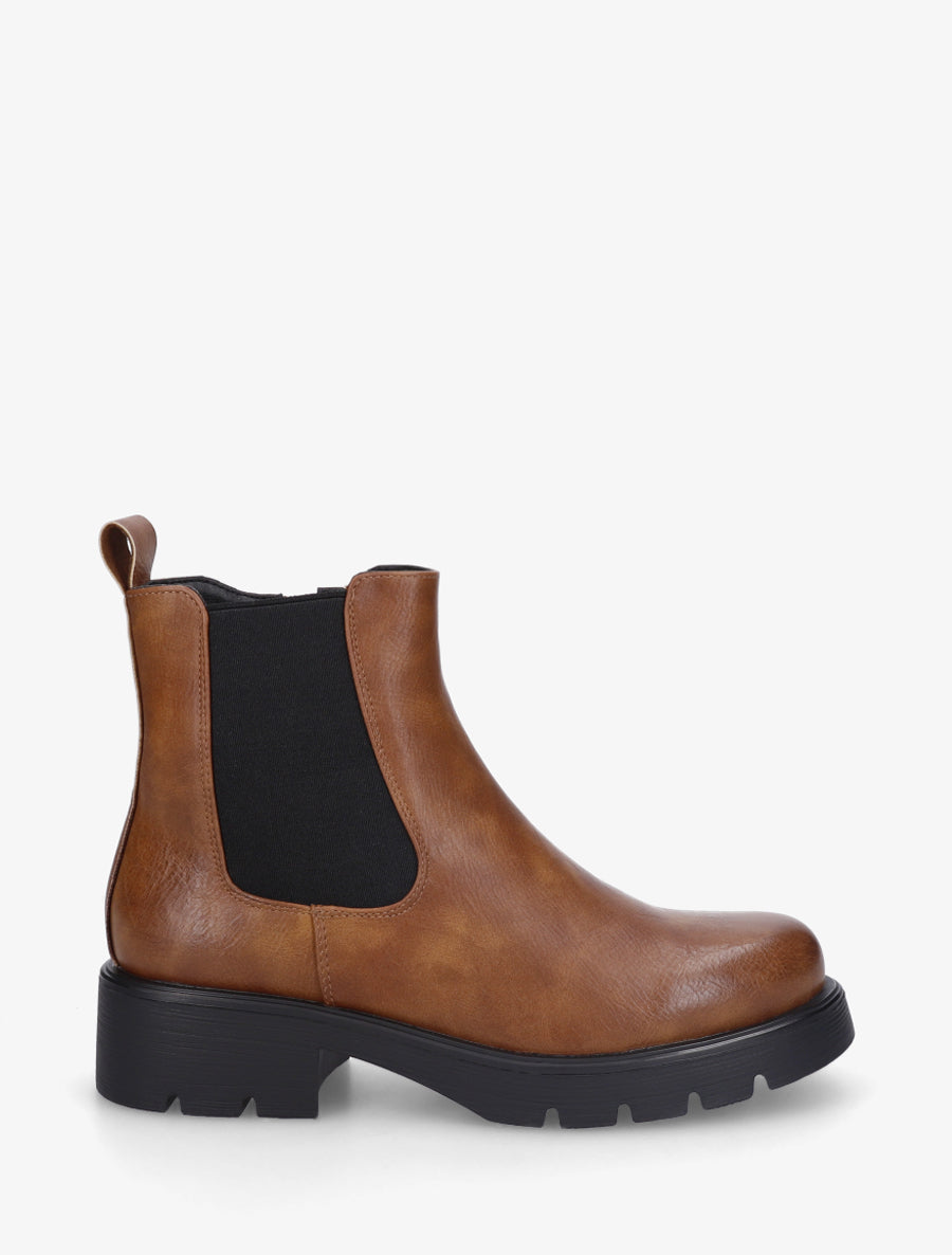 Bottines basiques à semelle crantée - Camel - 1