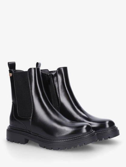 Bottines brillantes à semelle crantée et contrefort croco - Noir - 4